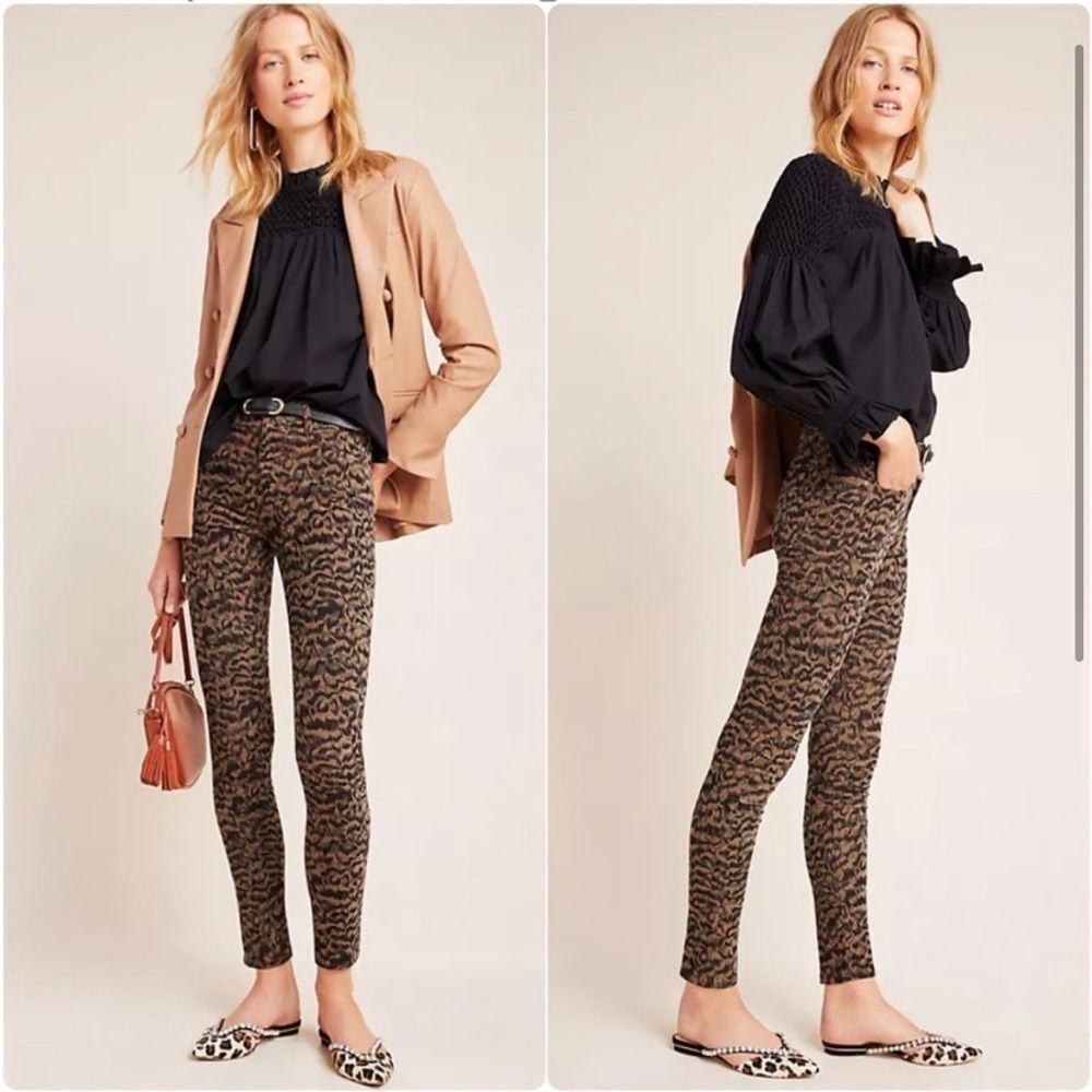 Ag The Farrah Skinny Ankle Corduroy Pants | Black & Tan Brush Print, Size 25r